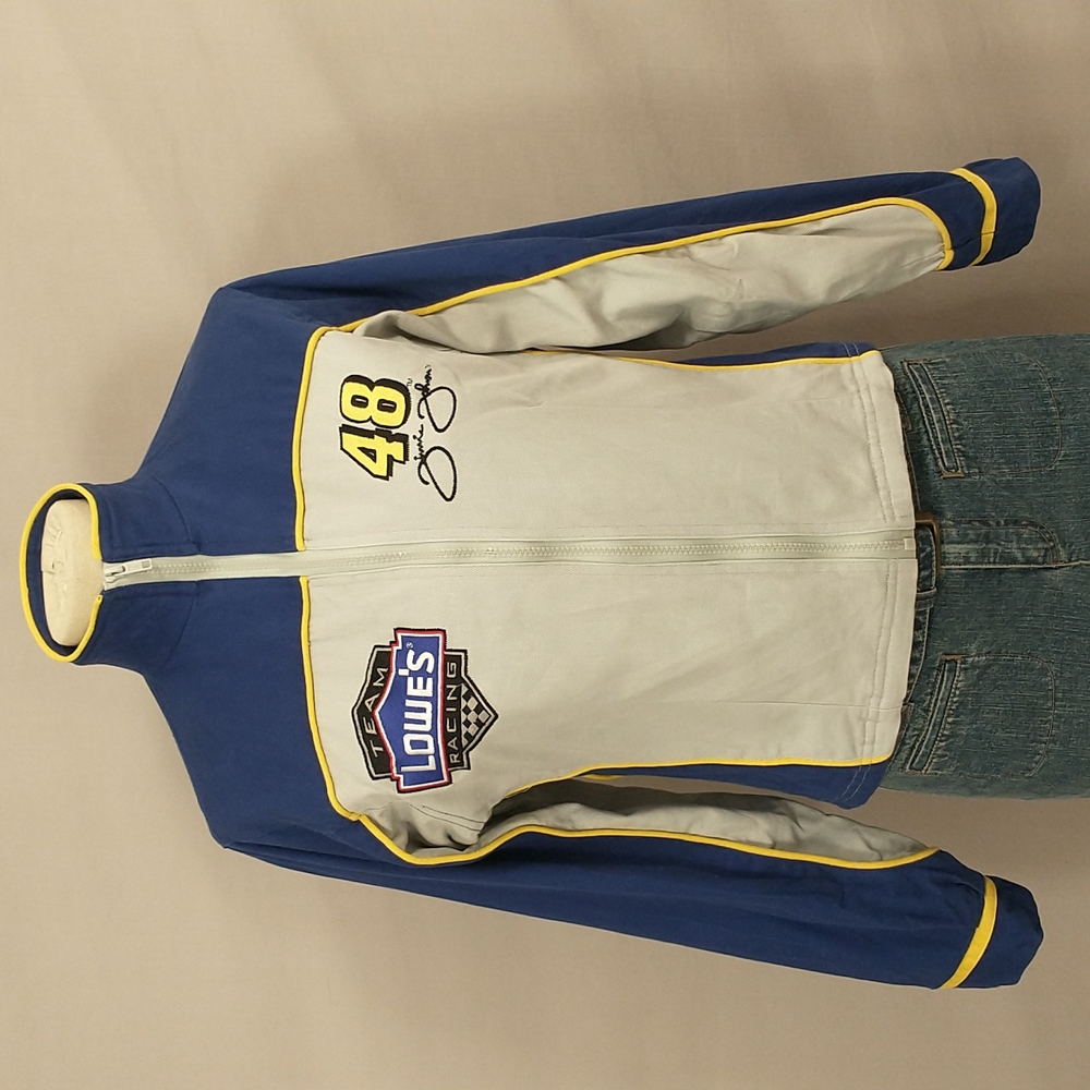 Nascar Lowes Racing Jacket Short Length Canvas Cotton Zip Front See Measurements